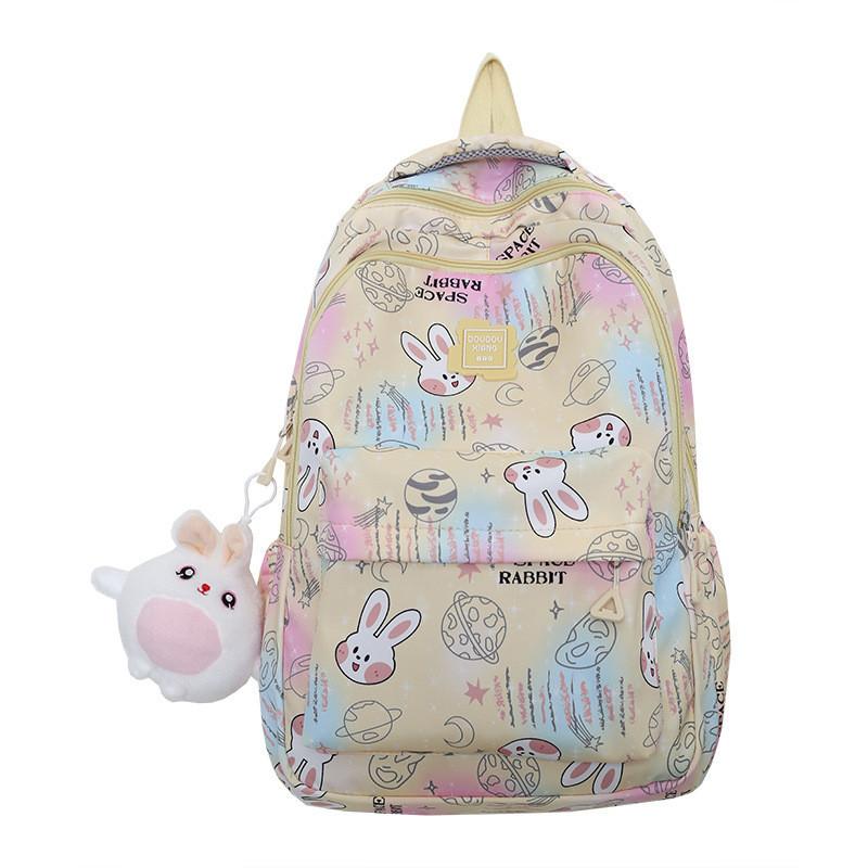 2023 New Cartoon Printed Backpack For Girls Korean Version Cute And Lightweight Nylon Material Breathable And Durable School Shoulder Bag
