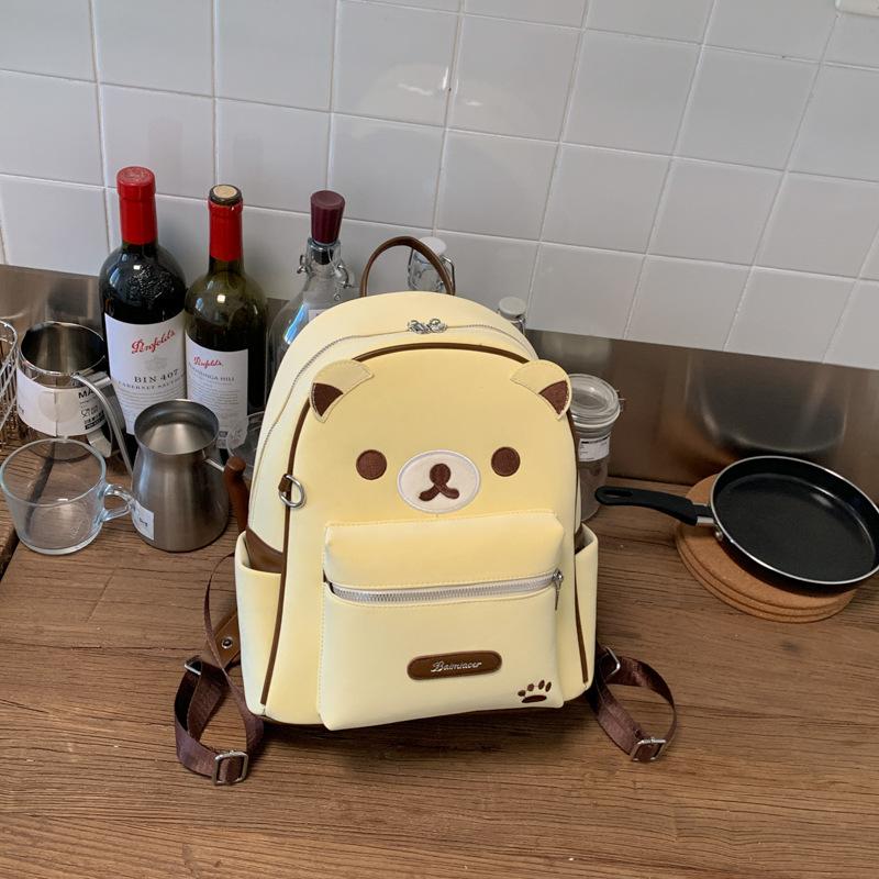 Schoolbag1011 Summer New Retro Fashion Backpack Female Korean Simple Cute Bear Backpack Large Capacity Student Schoolbag