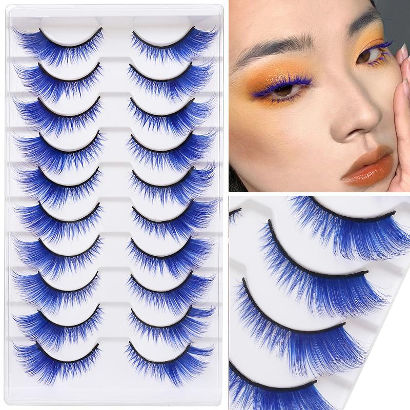 Bunte gefälschte Wimpern Halloween Make-up-Produkte Blau Rot Rosa falsche Wimpern Verlängerung farbige Wimpern Augen Make-up Cosplay