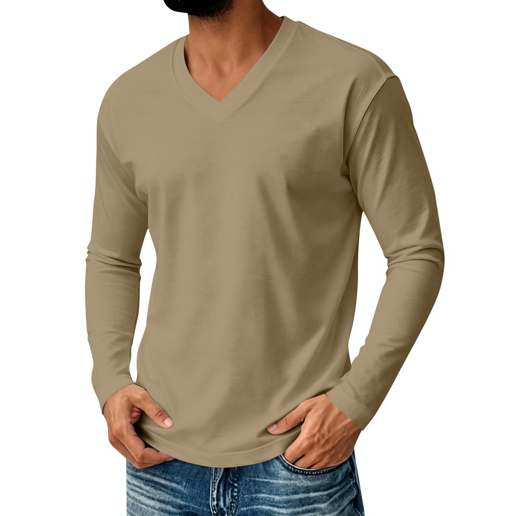 Men's V-Neck Long Sleeve Casual Comfortable T-Shirt