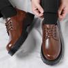 Mode Für Männer formale dicken sohlen schuhe Retro casual Britischen stil Outdoor freizeit business party Bräutigam hochzeit Klassische Braun schuhe