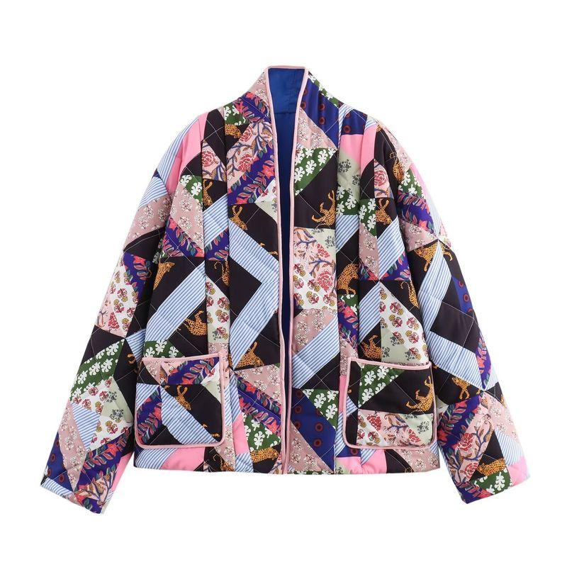 

Kaslead New Arrival Women s Clothing Fashion Style Fashion Casual Printing Loose Easiest for Match Cotton Coat Jacket Outwear Flower color L