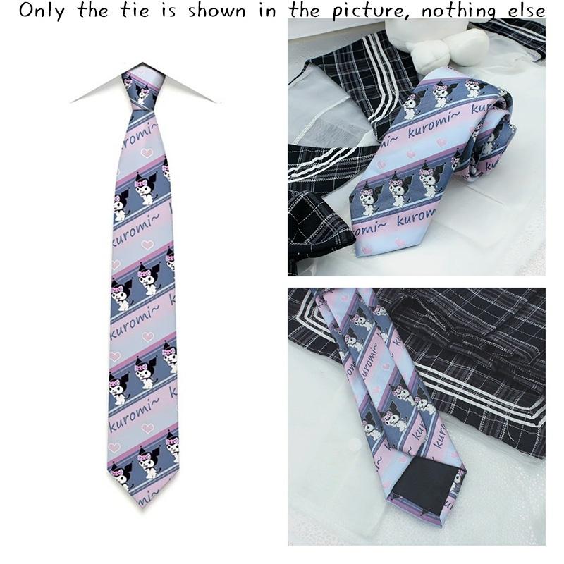 Trendy Arrowhead Type Tie With Kuromi And Sanrio Stripes