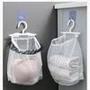 Dekori Laundry Basket with Hooks, Set of 2, Wall-Mounted Laundry Storage Basket with Clothes Drying Net, Clothespin Storage, Makeup Brush Drying Net,