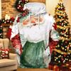 Men's Long Sleeve Hooded Sweatshirt with Christmas Print for Holiday Casual Wear