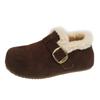 Damen-Samtschuhe mit dicken Sohlen, komplett aus Rindsleder, gefüttert mit verdickter Thermobaumwolle, Slipper aus Lammwolle