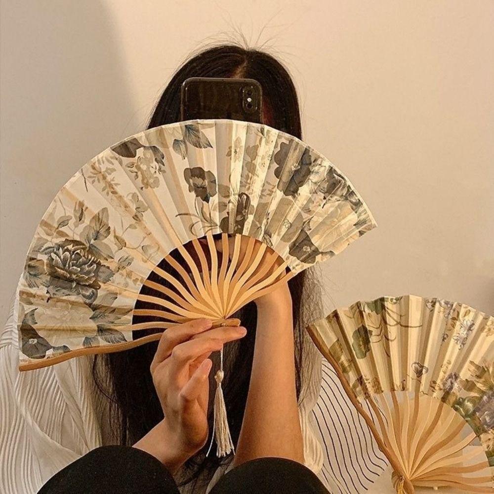 Shooting Prop Chinese Style Fan Portable Size Ancient Fan Prop New Women's Fan