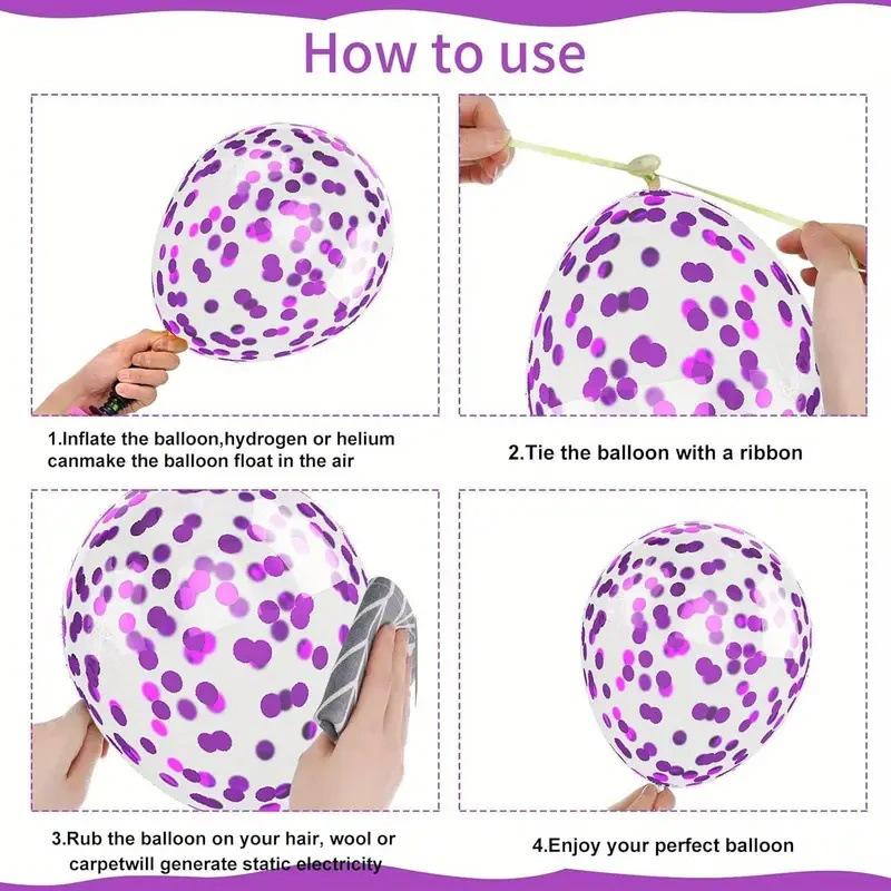 52 Pink & Purple Balloons: 12-inch Metallic Floral & Latex Sequin Party Set