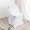 White Stretchable Folding Chair Cover for Weddings, Banquets, Hotels, and Restaurants - Dustproof & Decorative Full Coverage.