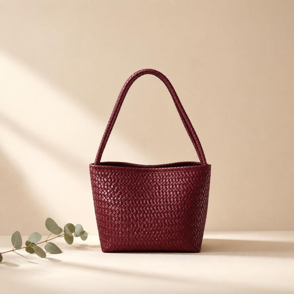 Retro Textured Weaving Handbag: Versatile Single Shoulder Vegetable Basket Bag