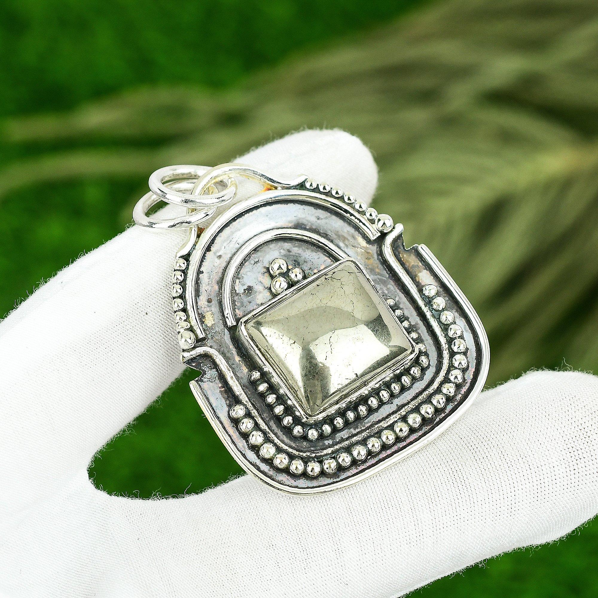 

Sisters Day Sale 925 Silver Radiant Natural Pyrite Wedding Wife Pendant Jewelry