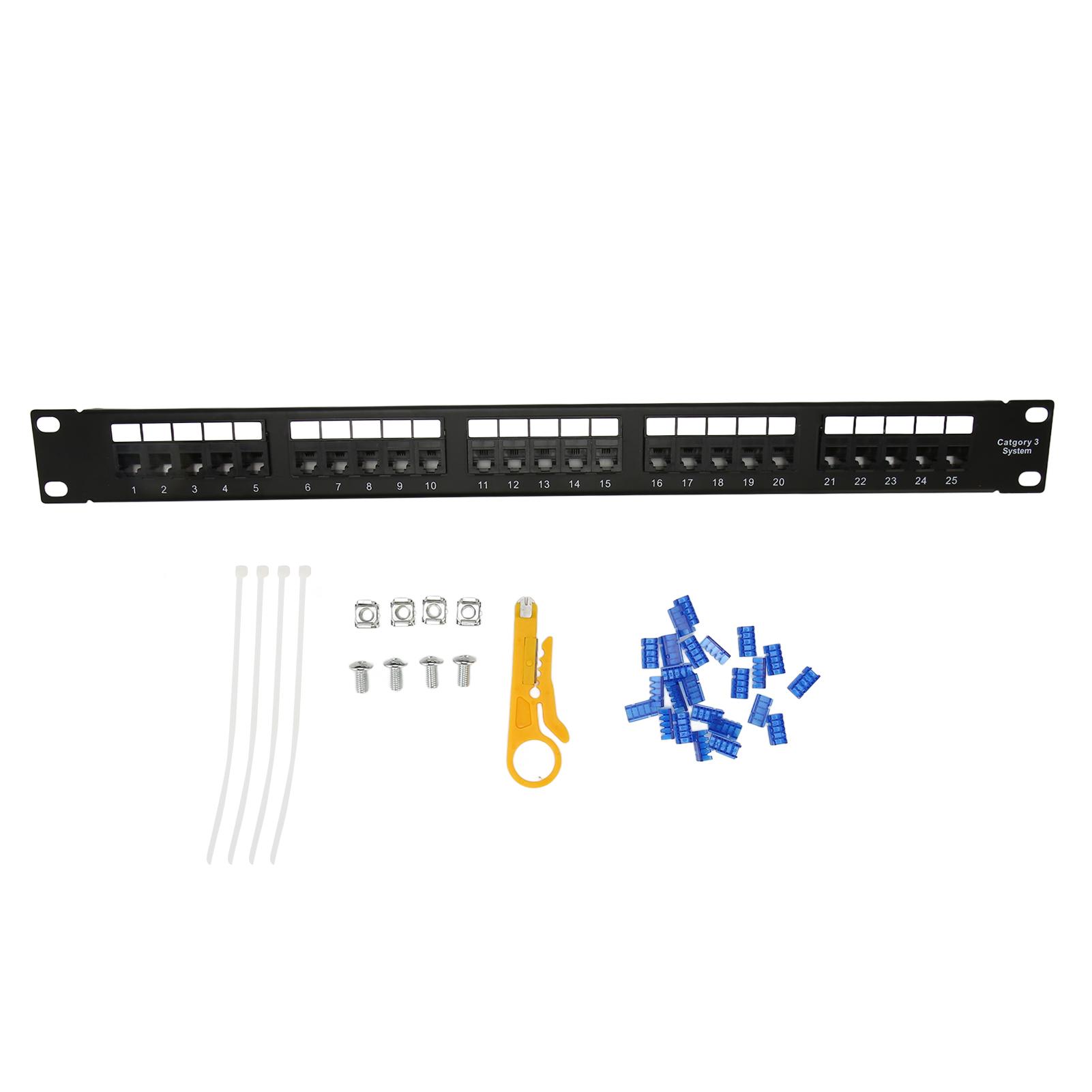 

RJ11 Through Coupler 25 Ports Anti Interference Gold Plated Pin CAT3 Patch Panel for 19 Inch Rack