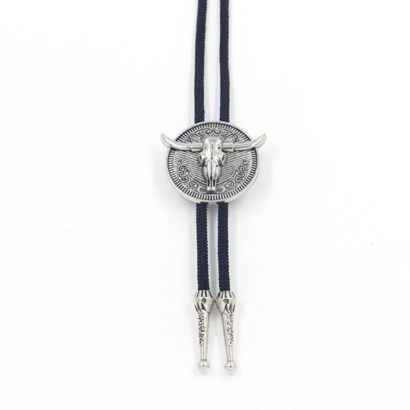 Vintage Bullhead Head Bolo Tie Cowboy Styles Rope Tie Necklace for Men and Women Western Accessories Neck Jewelry