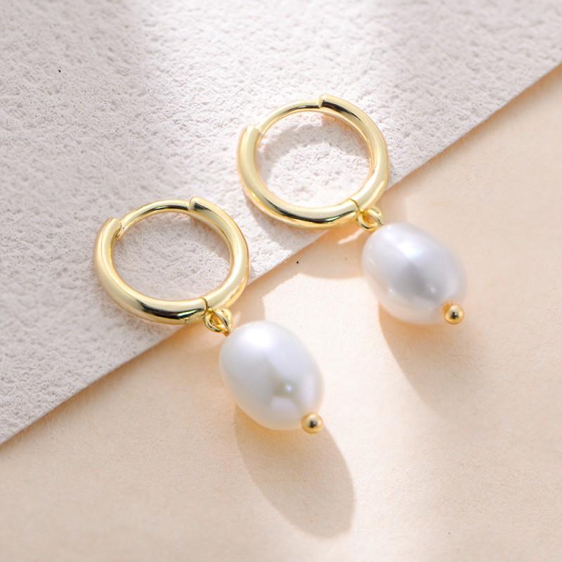 Sterling Natural Pearl Earrings Women Minimalist Vintage Geometric Studs 2025 Fashion Jewelry 925 Sterling Silver