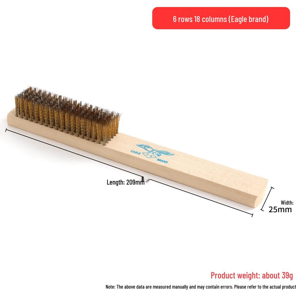 Wenwan Copper Wire Brush for Rust and Stain Removal - Hog Bristle & Steel Wire with Wooden Handle