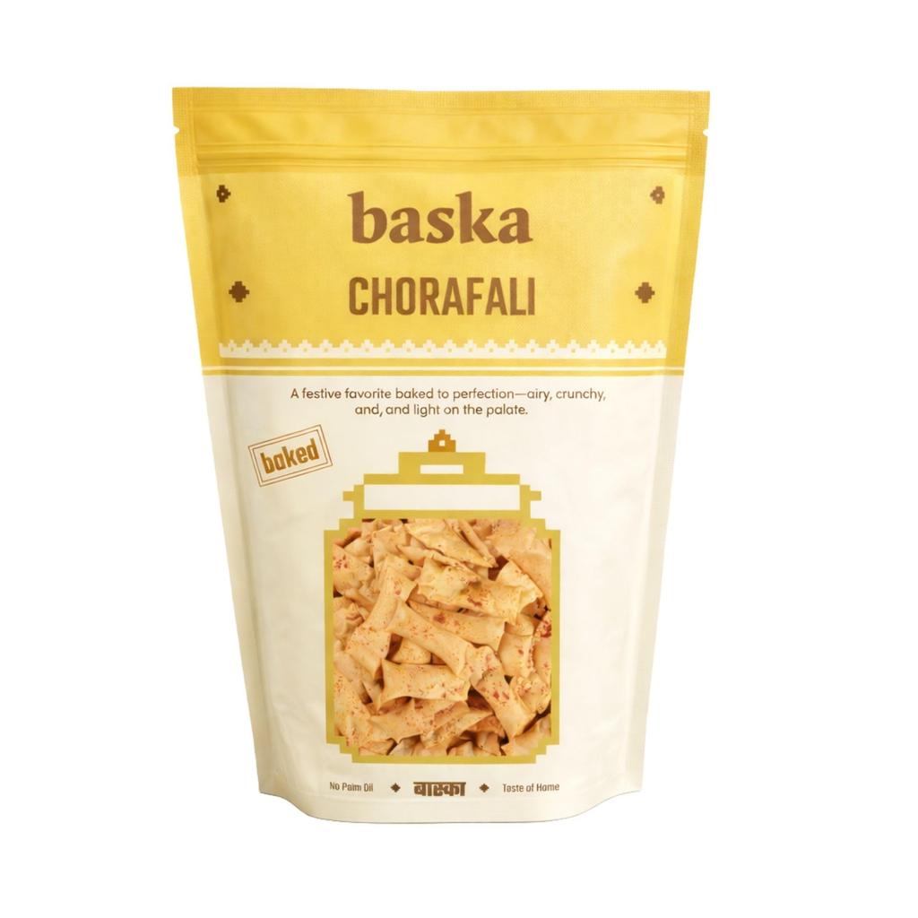 Baska Food Baked Chorafali 60g | Light & Airy Gujarati Snack | Crispy Baked Version of the Traditional Festive Treat | Perfect with Chutneys or Tea