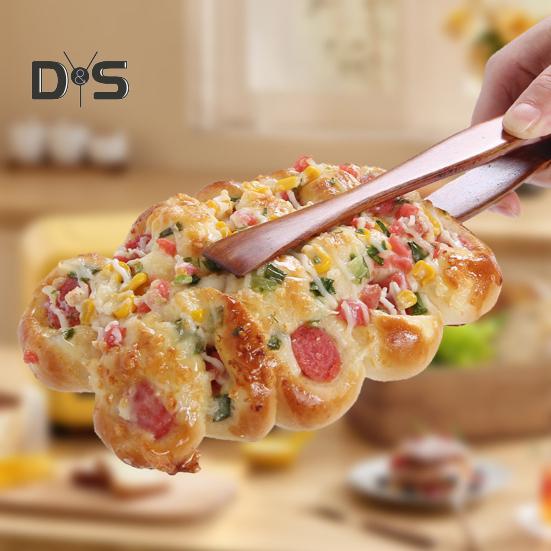 Wooden Bread Tongs Food Tongs for Buffet Non-Slip Cooking Clamps Heat-Resistant Salad Toast Cake Fruit Clip BBQ Home Utensil