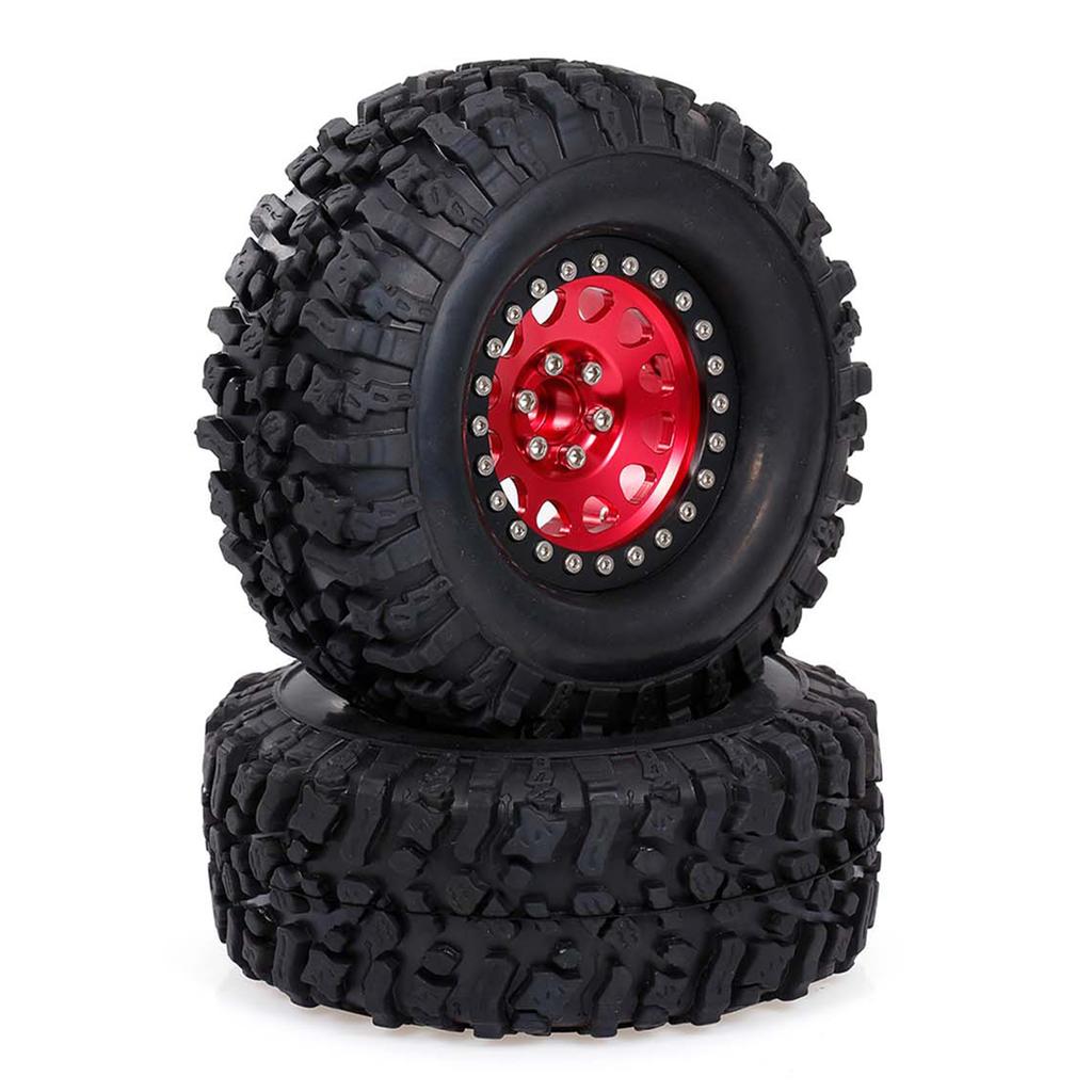2PCS High Grip 2.2 Inch RC Rubber Tire Alloy Beadlock Rims Wheel Upgrade Parts for Traxxas Hsp Redcat Rc4wd  Axial