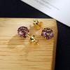 Exquisite Purple Zircon Inlaid Stud Earrings with Bamboo Joint Ear Backs