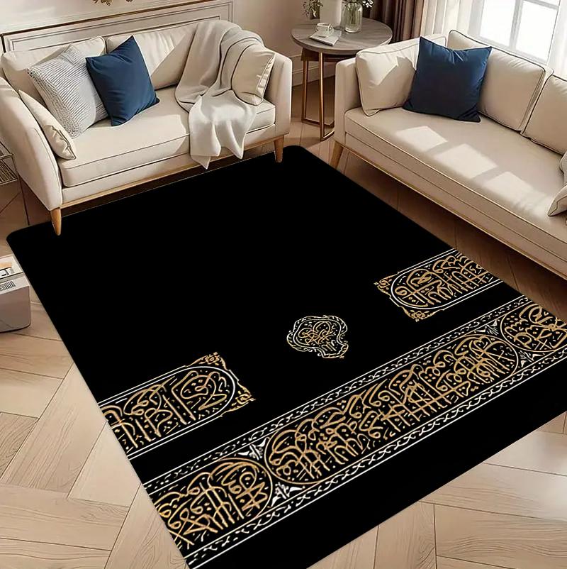 Luxury Gold Carpet Mat Rug Home Decoration Living Room Bedroom Floor Decor Black Arabian Style Non Slip Rugs Bedroom Decor