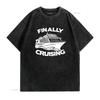 Finally Cruising Cruise Ship Vacation Womens T Shirt Black L Vintage Washed Homme Fashion Breathable Stylish Unisex