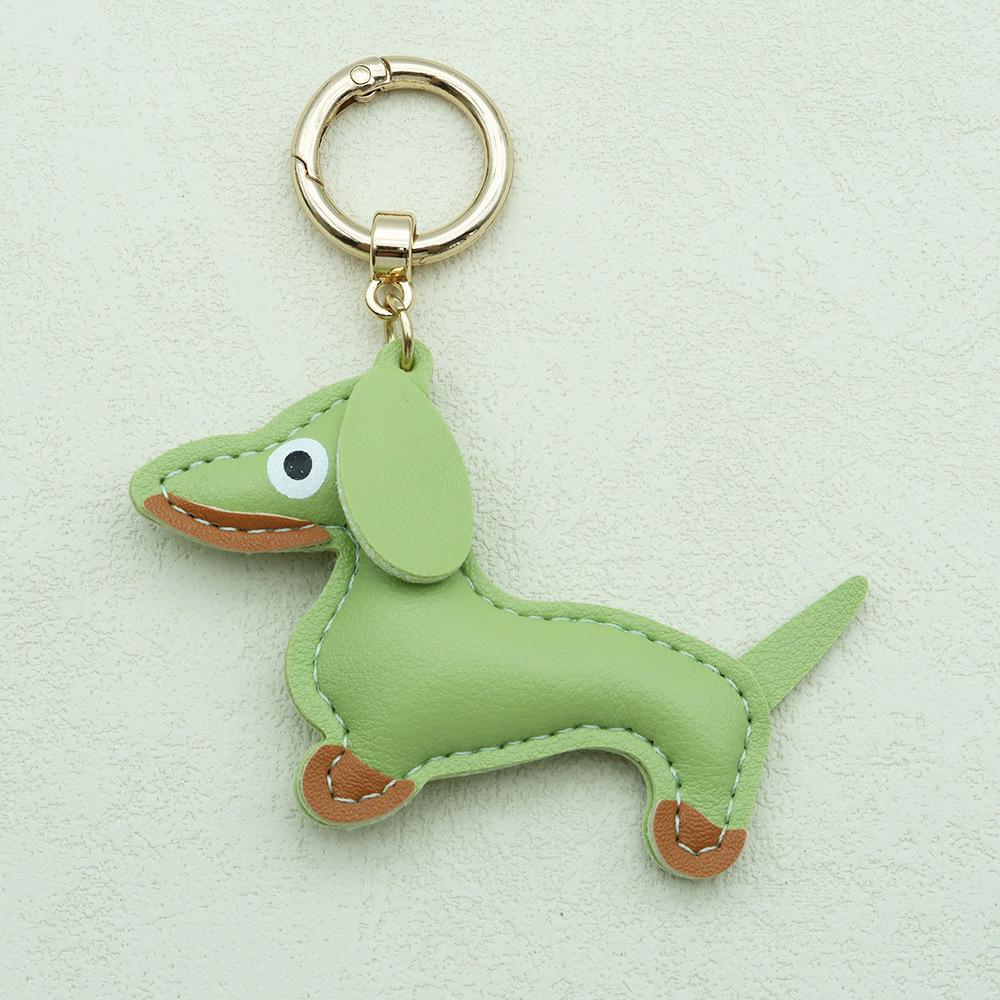 In-Stock Dachshund Cartoon Pendant Leather Dog Bag Charm Phone Case Accessory Creative Car Charm
