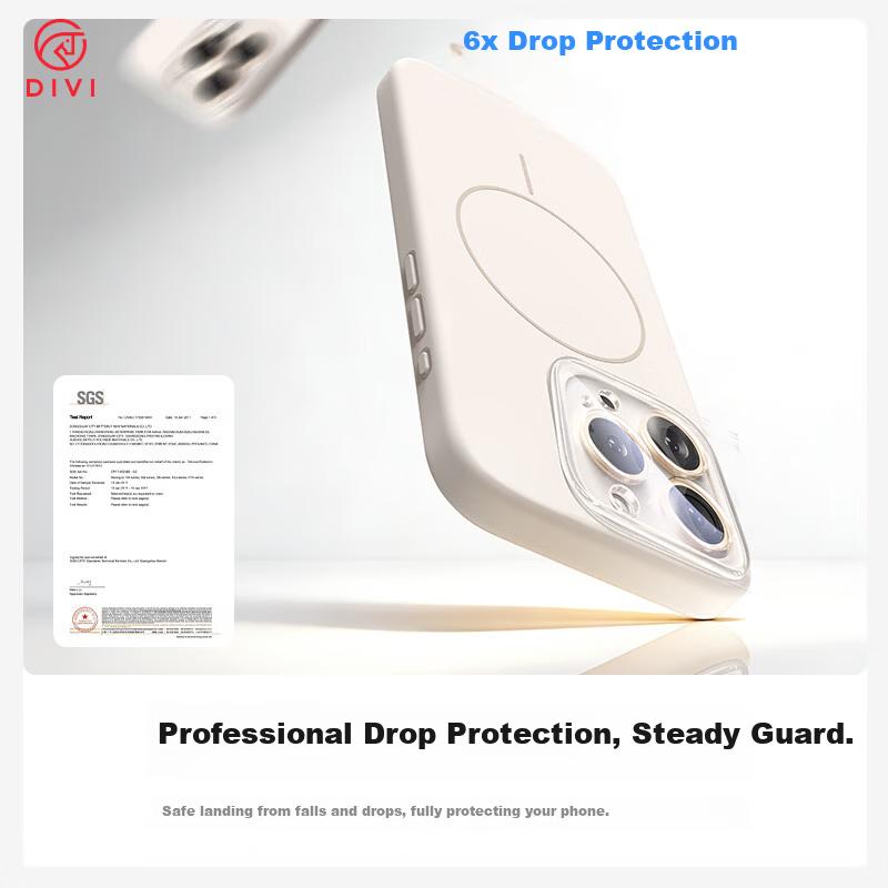 DIVI Magsafe Magnetic Liquid Silicone Case for iPhone 15 Pro Max Full Coverage Shockproof White