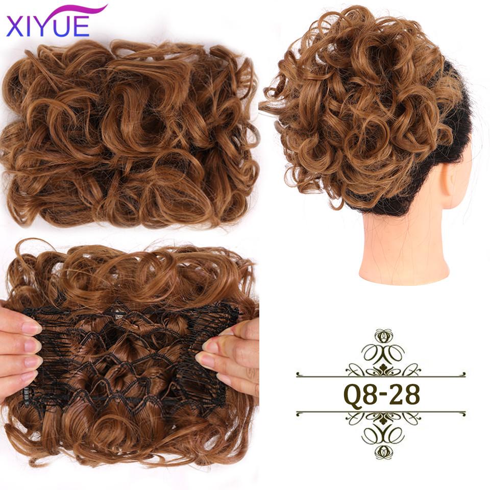 LARGE Comb Clip In Curly Hair Extension Synthetic Hair Pieces Chignon Women Updo Cover Hairpiece Extension Hair Bun