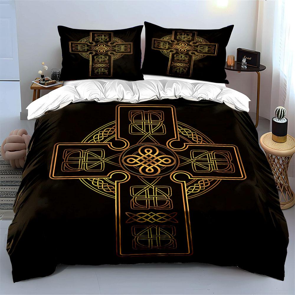 Vintage Celtic Cross Design Bedding Duvet Cover Set Duvet Cover Pillowcases (1 * Duvet Cover 2 * Pillowcases, without duvet insert)