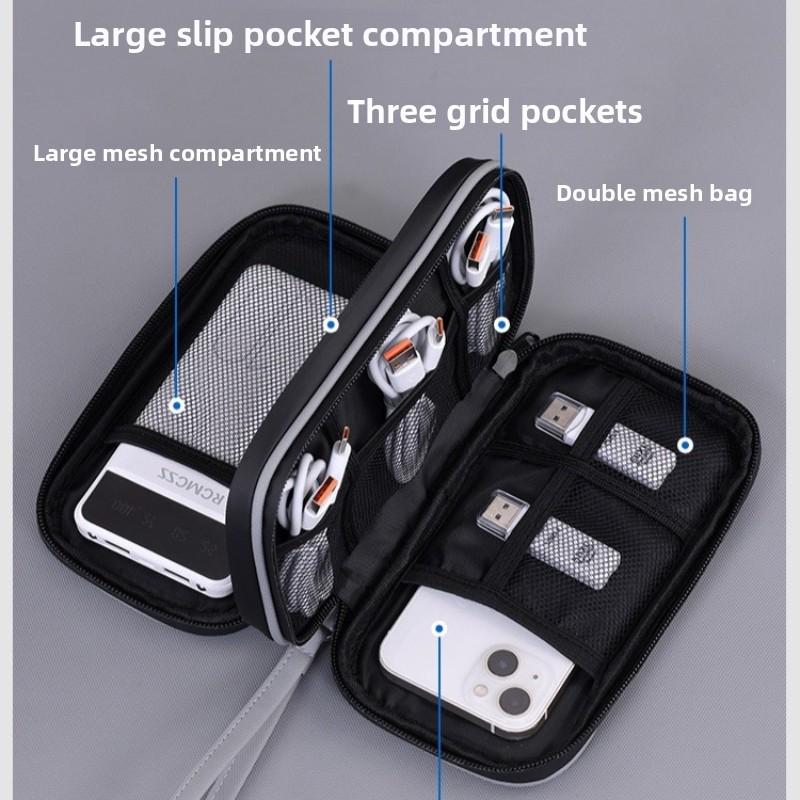 Hard Disk, USB Data Cable & Charger Storage Bag - Multifunctional Organizer with Multiple Compartments, Shockproof & Portable