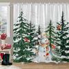 Merry Christmas Shower Curtain Winter Red Truck Snowman Reindeer Snow Farmhouse Shower Curtain Washable Polyester Bathroom Decor