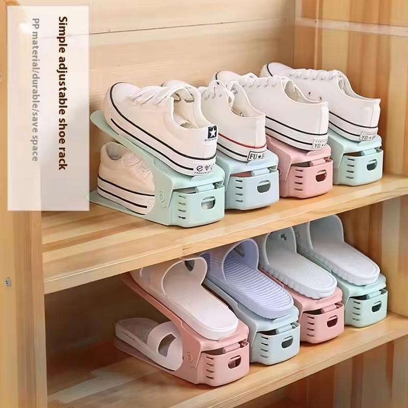 6/10/14Pcs Adjustable Double Deck Shoe Stacker Rack Organizer Shoes Slots Durable Space Saver Rack Holder For Cabinet Closet Hot