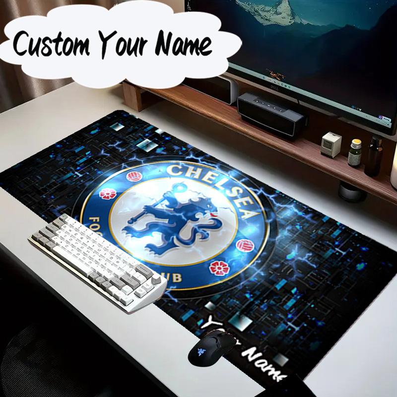 Custom Name Mouse Pad Blue Chelsea Football Club Logo Mouse Pad Desk Mat, Non-Slip Rubber Backer Pad For Computer Notebook Gaming Mouse Pad Gift