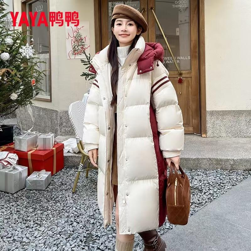 

Женская пуховая куртка Yaya в корейском стиле с капюшоном и цветными блоками M (160/84A)