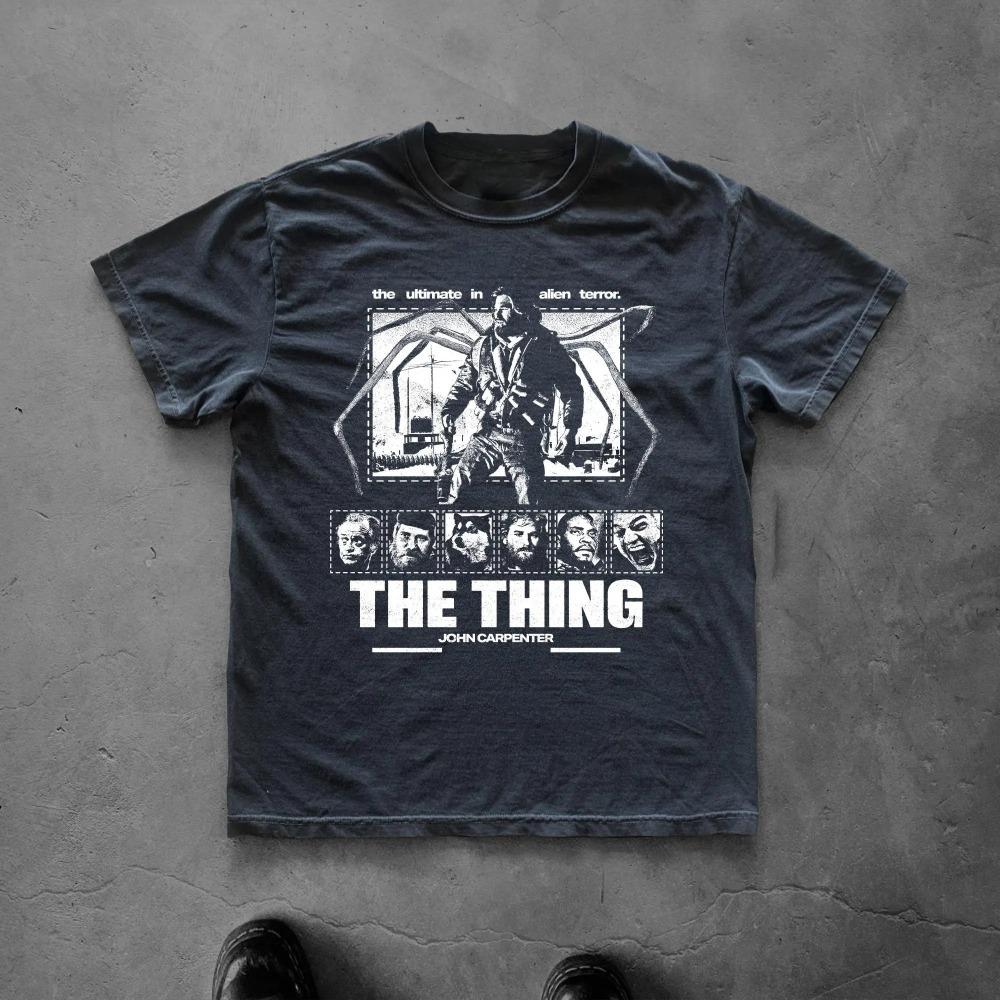 The Thing TShirt Retro Black Retro 80s SciFi Horror Movie Tee Clothing Graphic Short Sleeve Shirt Unisex Unisex Women AllSeason S