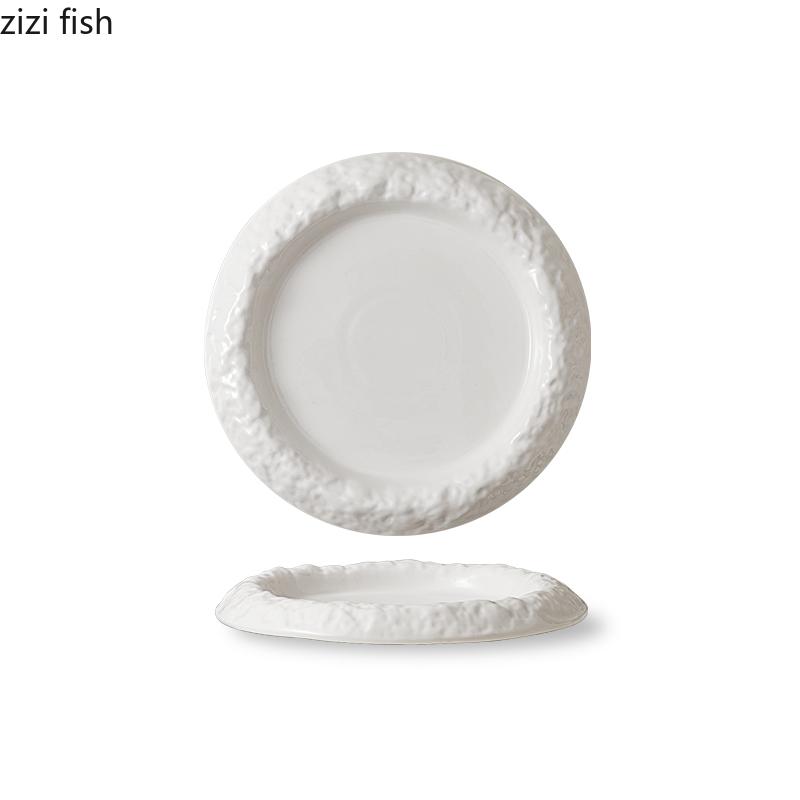 Rock Texture Ceramic Plate Thick Soup Plate Salad Plate Pasta Plates Rice Bowl Dessert Bowl Restaurant Specialty Tableware