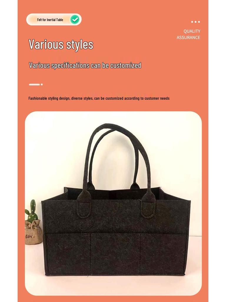 Light Grey Foldable Felt Diaper Tote Bag