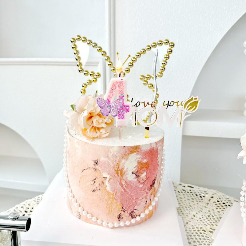 Gradient Butterfly Digital Candle Birthday Cake Topper Table Butterfly Decor 0-9 Purple Number Birthday Candles Party Supplies