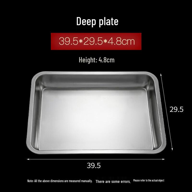 Jingbaodi 304 Stainless Steel Rectangular Commercial Food Tray - 10-Pack