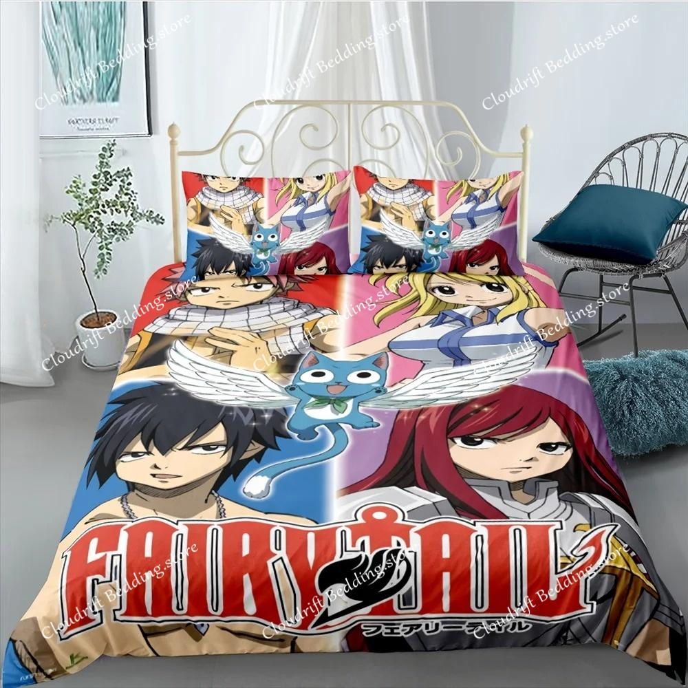 Anime Fairy Tail 3D Duvet Cover with Pillow Cover Bedding Set Single Double Twin Full Queen King Bed Set for Bedroom Decor