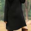 Long Hoodie Solid Color Drawstring Autumn Winter Large Pocket Irregular Hem Hooded Dress for Daily Wear