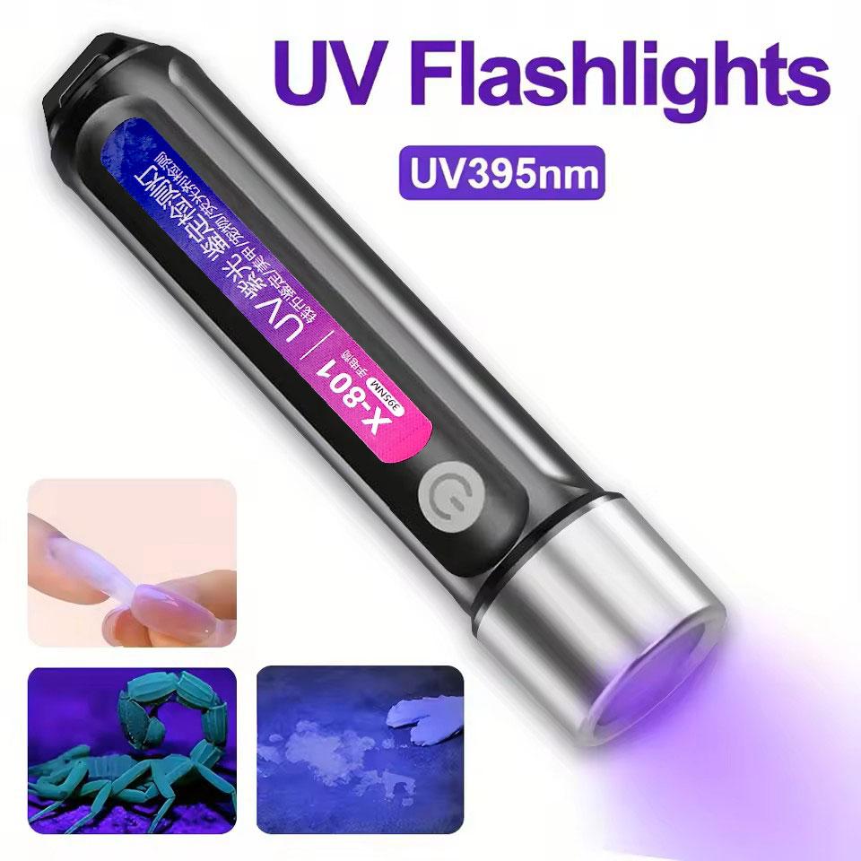 365/395nm UV Flashlight Rechargeable Mini Violet Torch Portable Ultraviolet Cat Tinea Money Ore Marker Inspection Flashlights