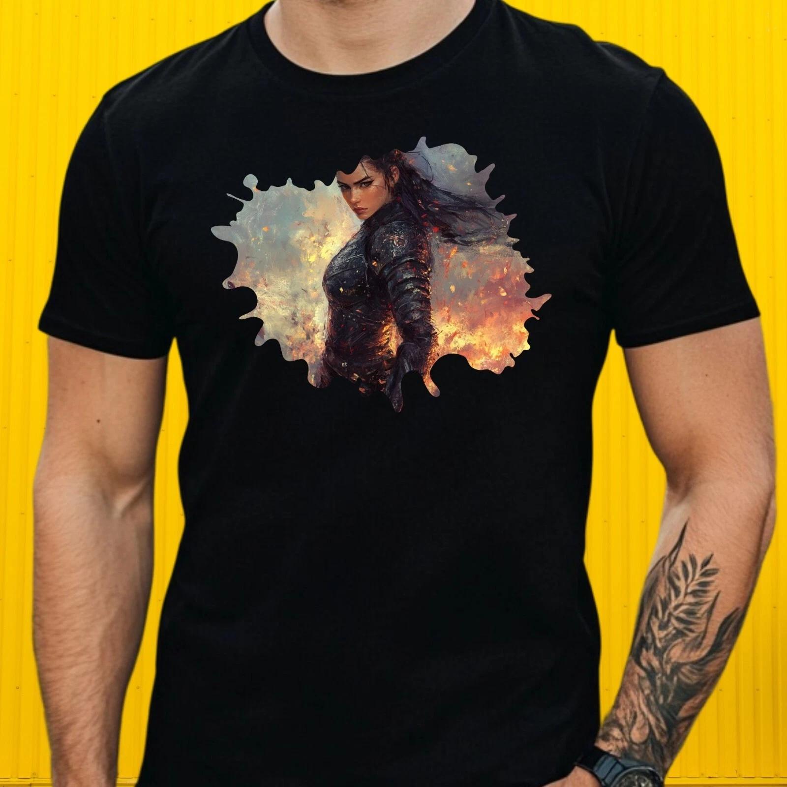 T-Shirt Herren Kriegerin Motiv Baumwolle Größe S bis 5XL M