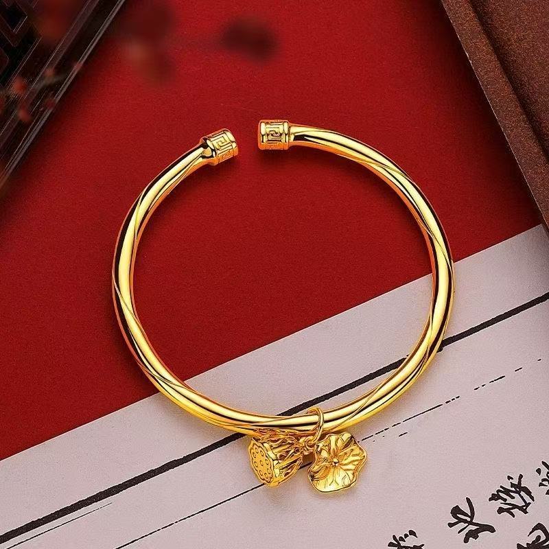 Lotus Leaf Lotus Opening Women s Bracelet Niche Light Luxury High-end Accessories Bracelet One Size(16-22CM)