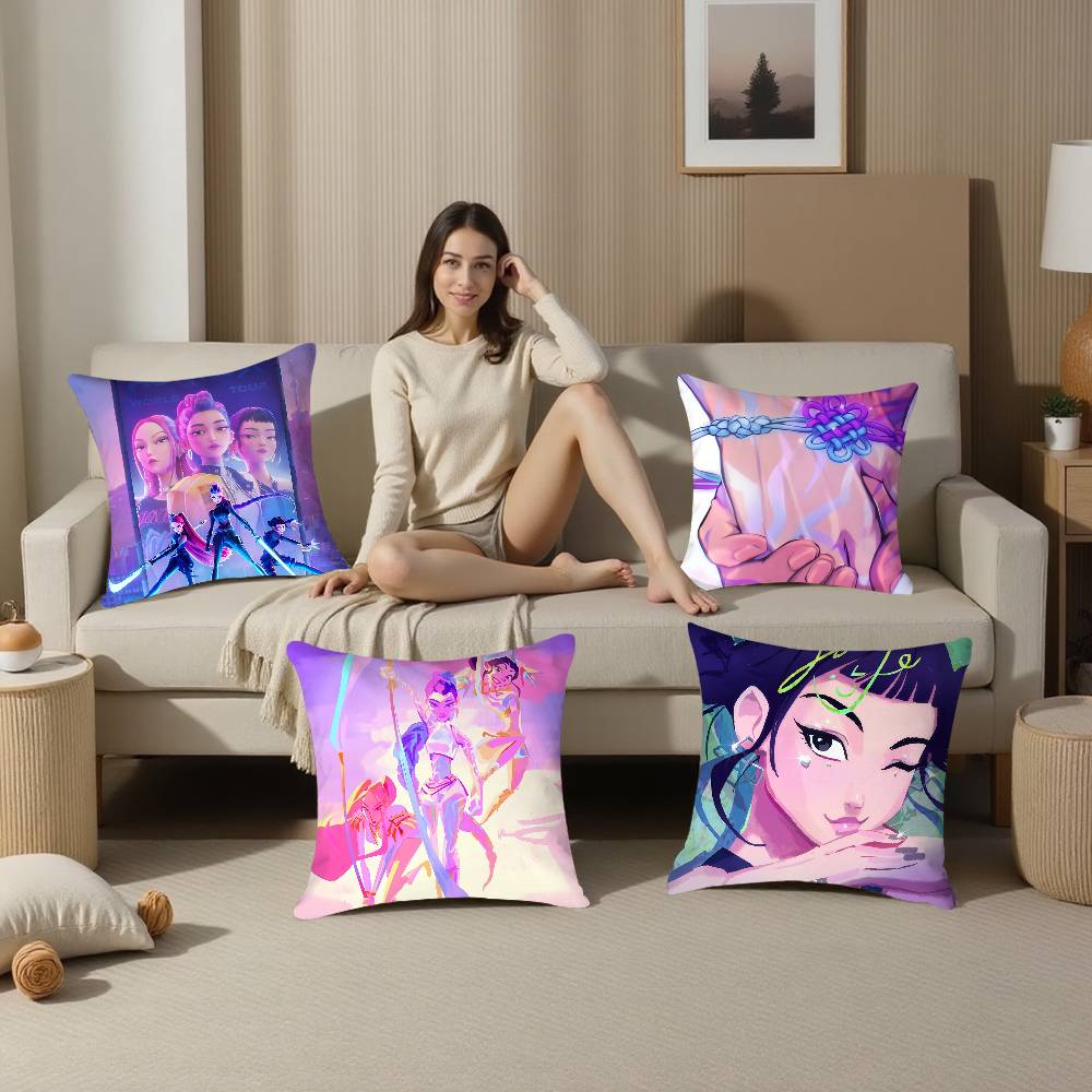 K-kpop D-Demon H-Hunters Pillow Case Plush Fabric Soft  Pillowcase Double Sided Print Cushion Cover Household Gifts