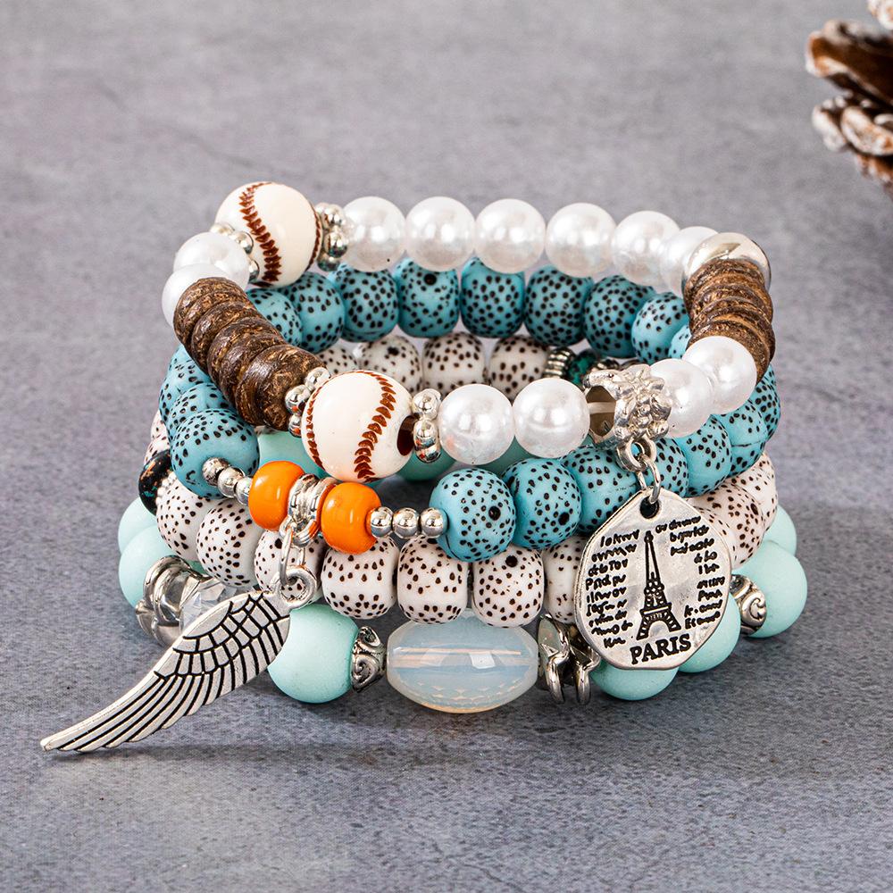 Браслет JYL TS Цепочка-Пагода Бохо Стиль Привлекает Элегантность и Удачу Lake Blue электрические фиолетовый