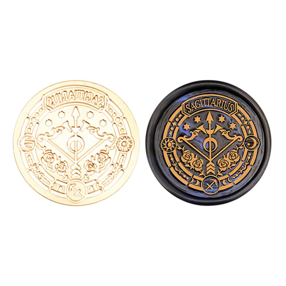 Twelve Constellations Seal Copper Head Classic Vintage Stamps Print Head DIY Manual Account Invitation Envelope for Wedding Card