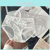 Elegant Mesh Lace Mid-rise Underwear For Girls Soft Breathable Ice Silk Fabric