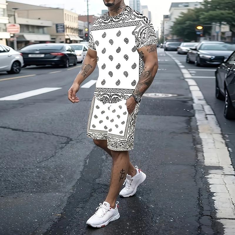 

Мужской модный элегантный летний повседневный костюм свободного покроя, мужской топ в стиле Y2K, дышащий, свежий, с коротким рукавом, напечатанный 3D-узором в стиле покера 3XL