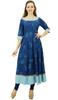 Bimba Women's Printed Kurta Ethnic Cotton Anarkali Kurti Bollywood Casual Dress| Navy Blue|